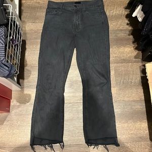 Mother Denim Insider Crop Step Fray in Faded Black 26